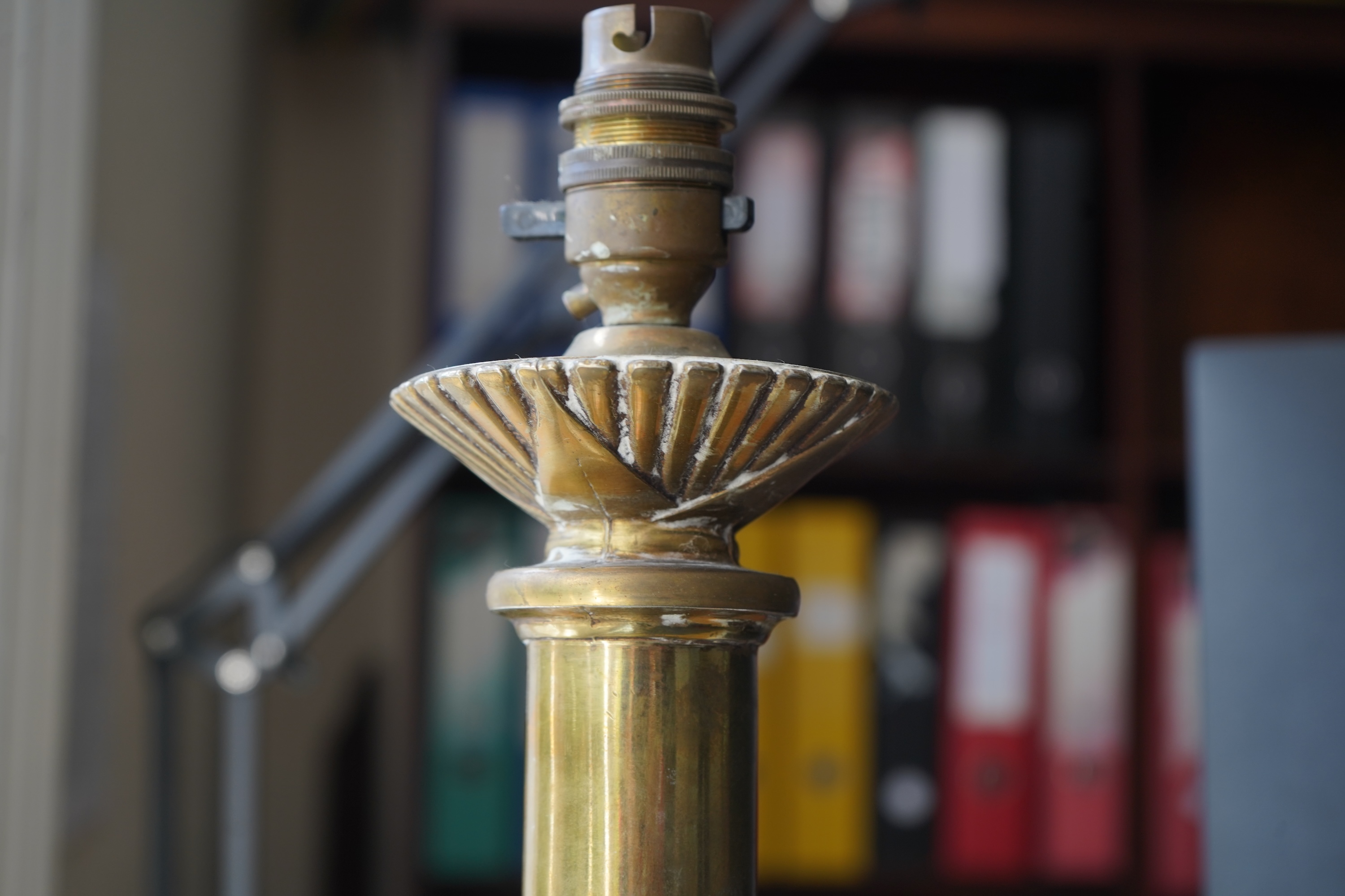 An Art Deco brass table lamp